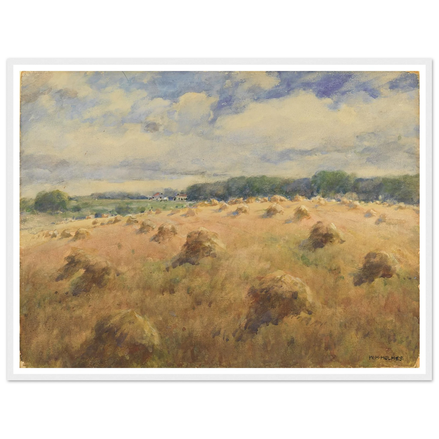 Maryland Wheat Fields Art Print | William Henry Holmes - Framed Poster - 30x40 cm / 12x16″ - Black frame