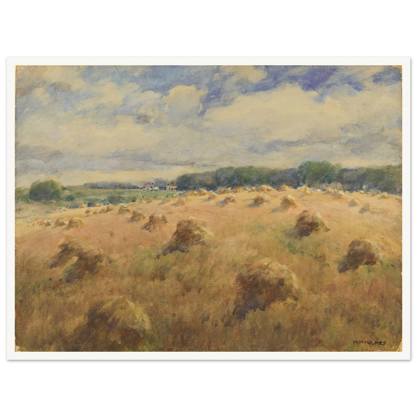 Maryland Wheat Fields Art Print | William Henry Holmes - Framed Poster - 30x40 cm / 12x16″ - Black frame