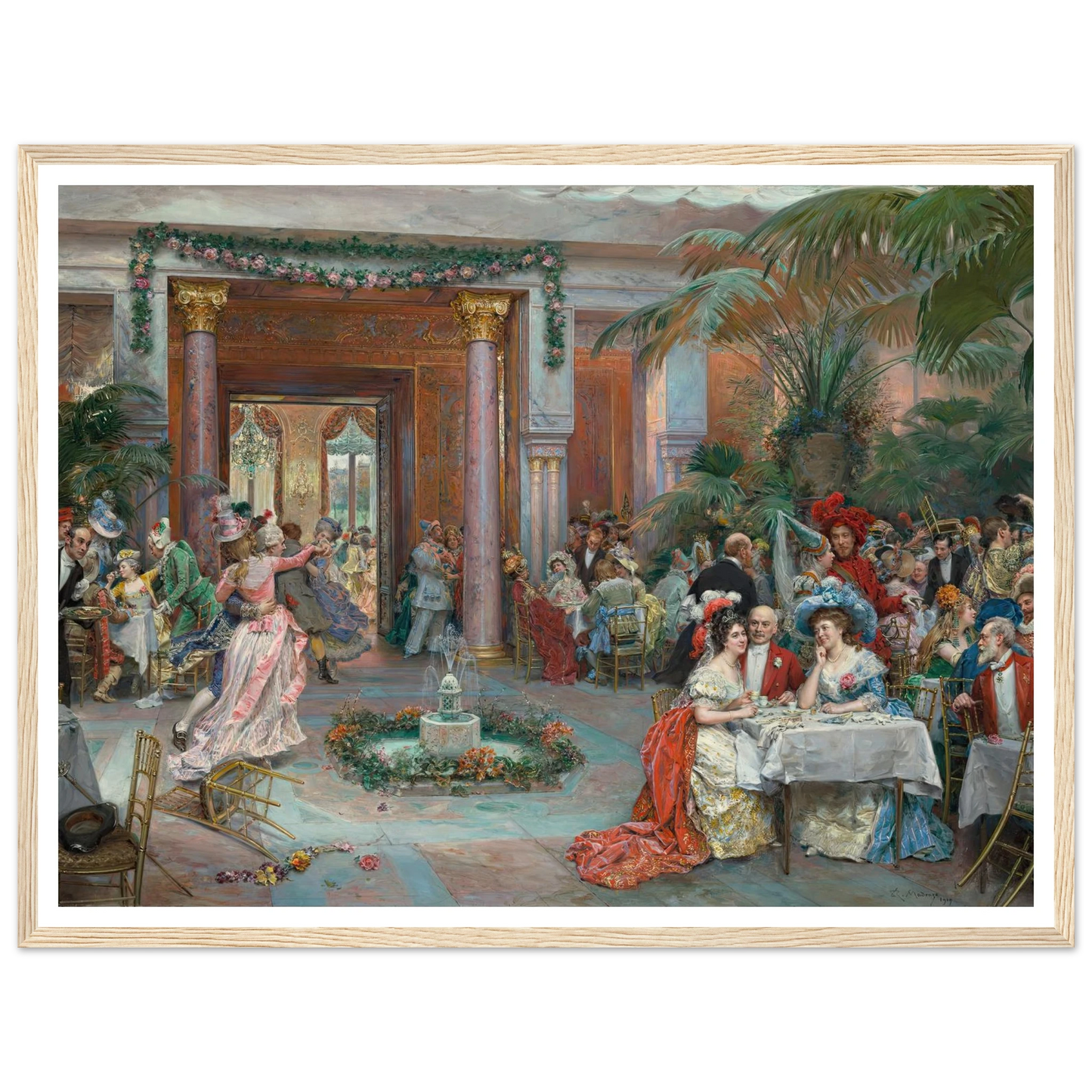 Masquerade Ball at the Ritz Hotel, Paris (1909) Art Print | Raimundo de Madrazo y Garreta - Framed Poster - 30x40 cm / 12x16″ - Black frame