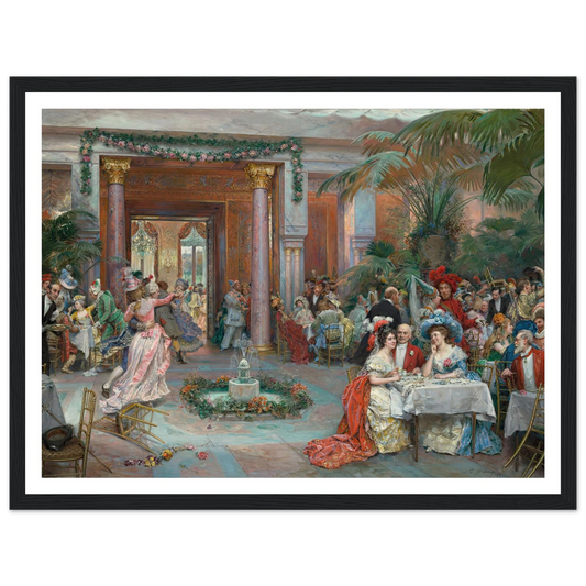 Masquerade Ball at the Ritz Hotel, Paris (1909) Art Print | Raimundo de Madrazo y Garreta - Framed Poster - 30x40 cm / 12x16″ - Black frame