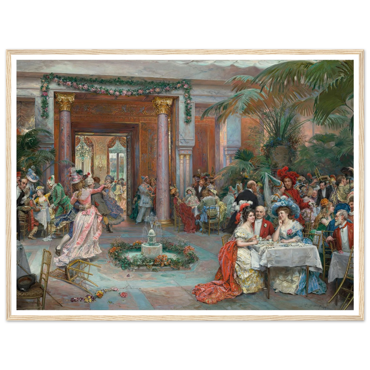 Masquerade Ball at the Ritz Hotel, Paris (1909) Art Print | Raimundo de Madrazo y Garreta - Framed Poster - 30x40 cm / 12x16″ - Black frame