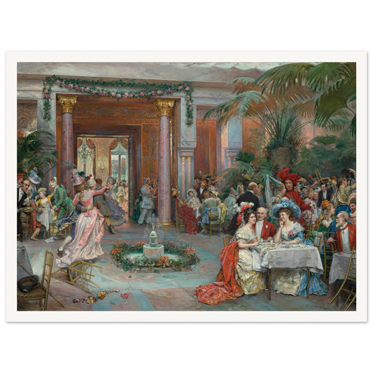 Masquerade Ball at the Ritz Hotel, Paris (1909) Art Print | Raimundo de Madrazo y Garreta - Framed Poster - 30x40 cm / 12x16″ - Black frame