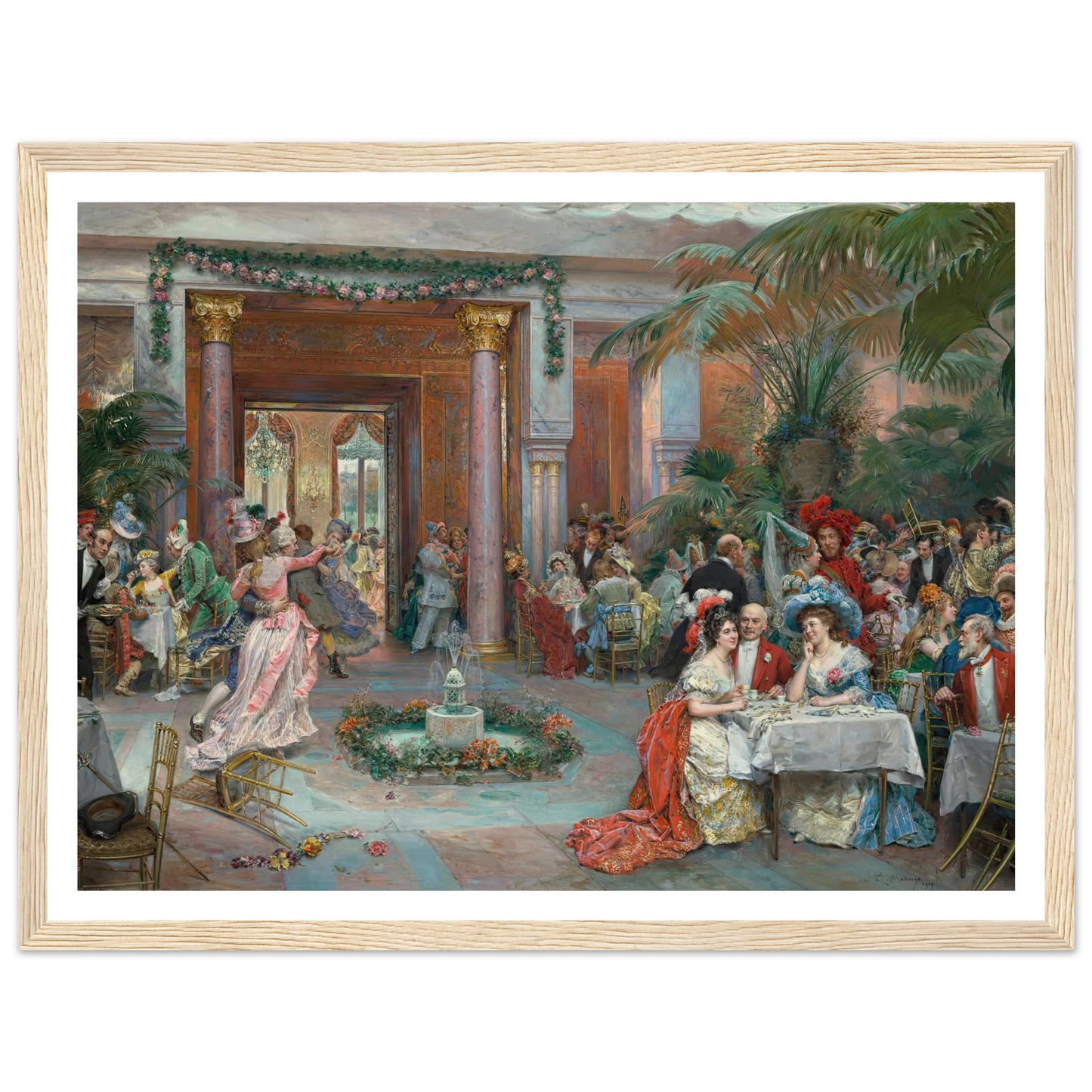 Masquerade Ball at the Ritz Hotel, Paris (1909) Art Print | Raimundo de Madrazo y Garreta - Framed Poster - 30x40 cm / 12x16″ - Black frame