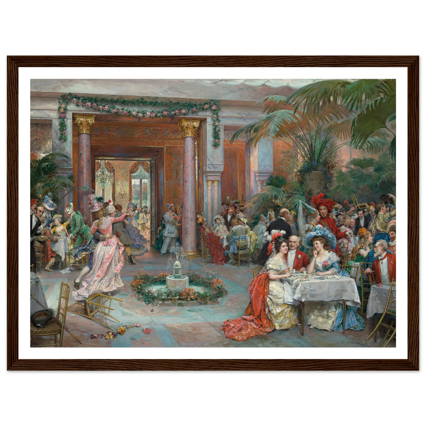 Masquerade Ball at the Ritz Hotel, Paris (1909) Art Print | Raimundo de Madrazo y Garreta - Framed Poster - 30x40 cm / 12x16″ - Black frame
