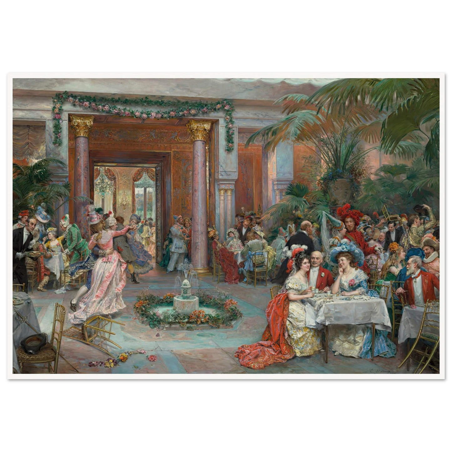 Masquerade Ball at the Ritz Hotel, Paris (1909) Art Print | Raimundo de Madrazo y Garreta - Framed Poster - 30x40 cm / 12x16″ - Black frame