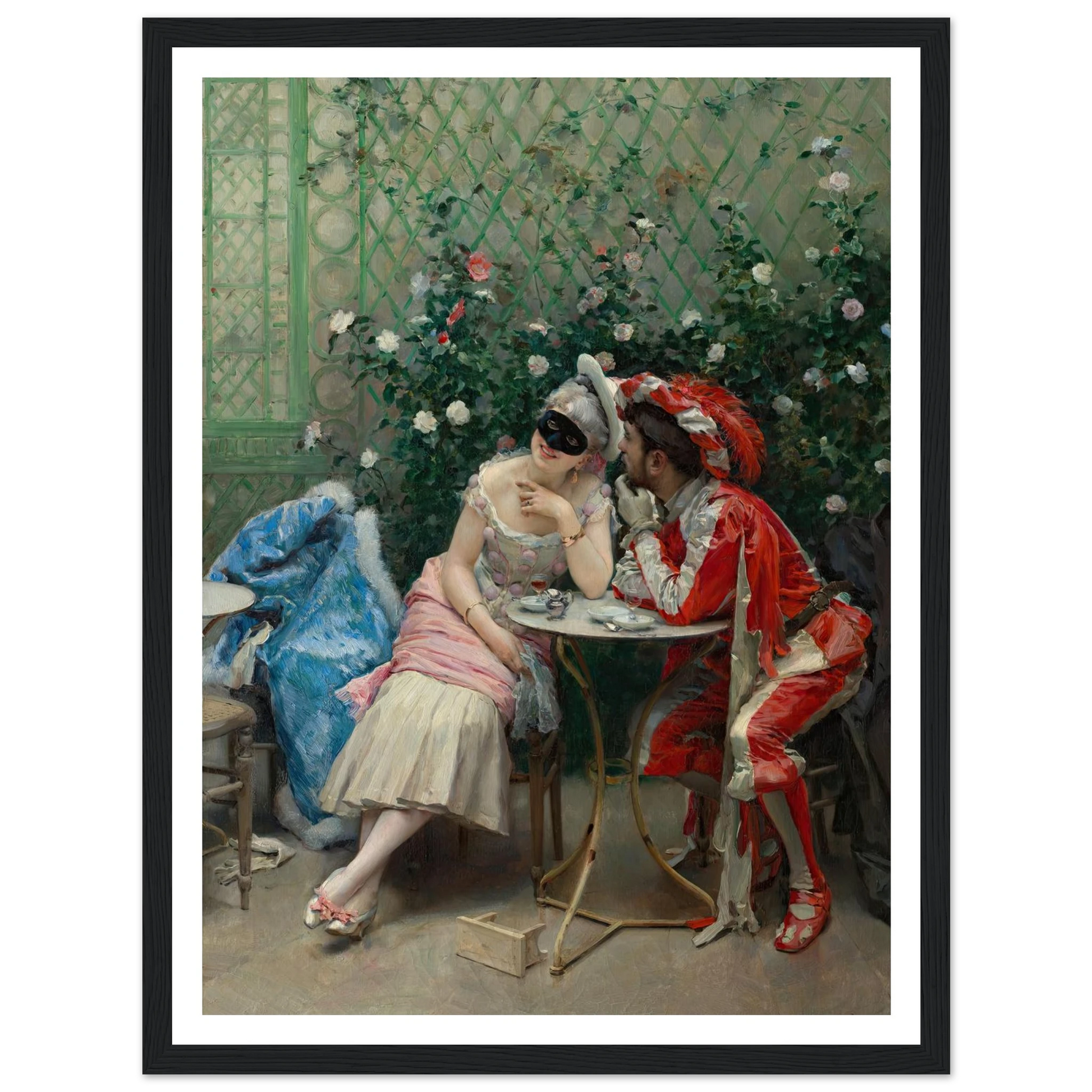 Masqueraders (1875–78) Art Print | Raimundo de Madrazo y Garreta - Framed Poster - 30x40 cm / 12x16″ - Black frame