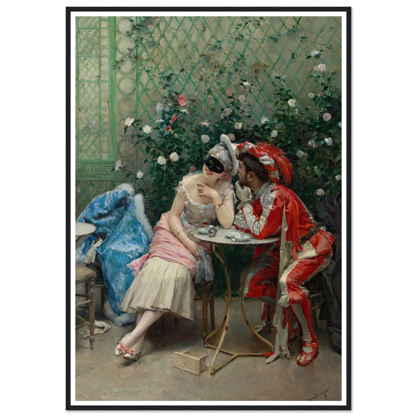 Masqueraders (1875–78) Art Print | Raimundo de Madrazo y Garreta - Framed Poster - 30x40 cm / 12x16″ - Black frame