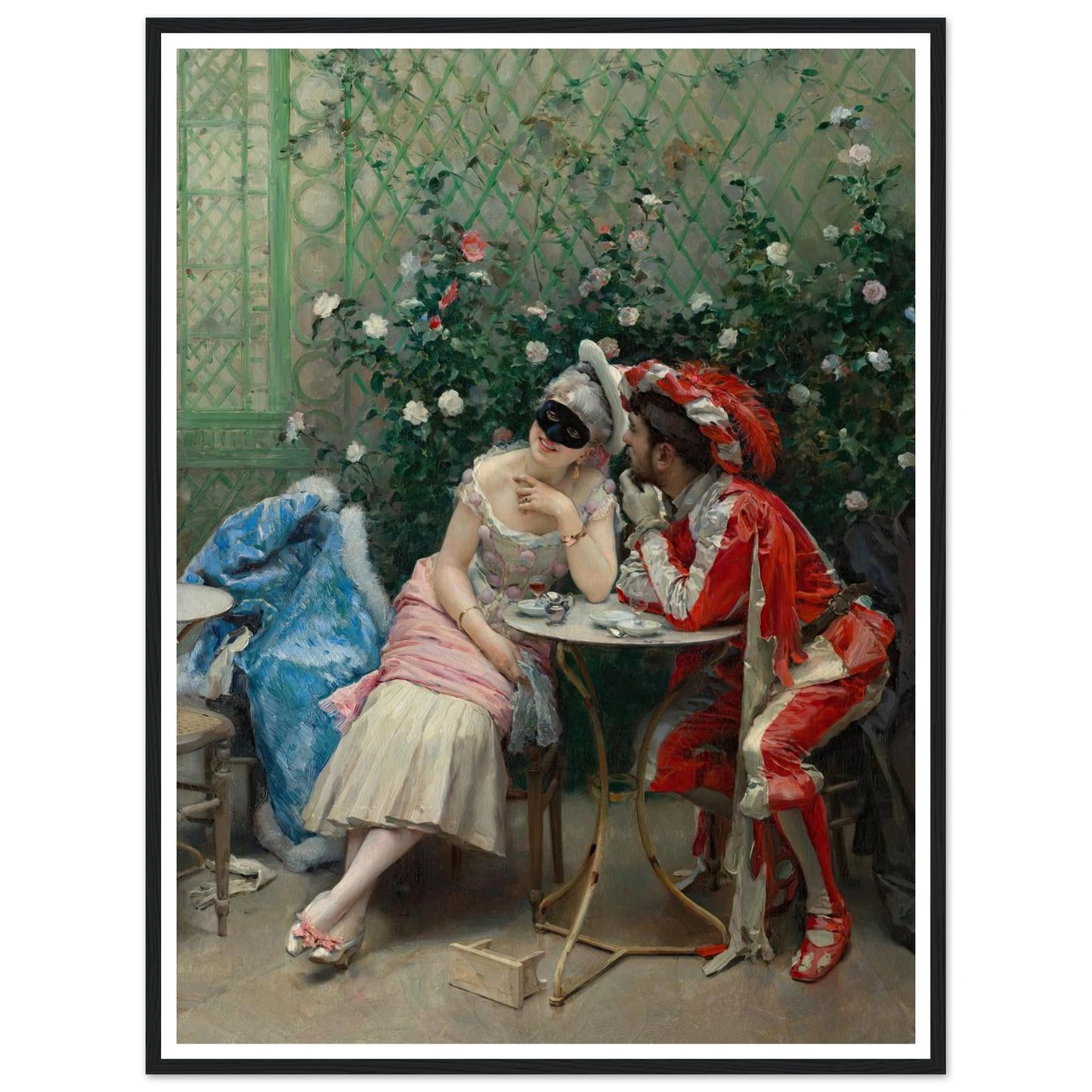 Masqueraders (1875–78) Art Print | Raimundo de Madrazo y Garreta - Framed Poster - 30x40 cm / 12x16″ - Black frame