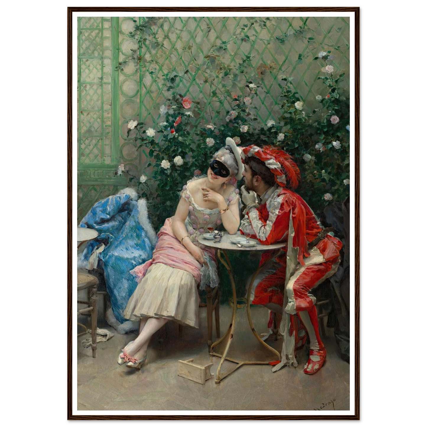Masqueraders (1875–78) Art Print | Raimundo de Madrazo y Garreta - Framed Poster - 30x40 cm / 12x16″ - Black frame