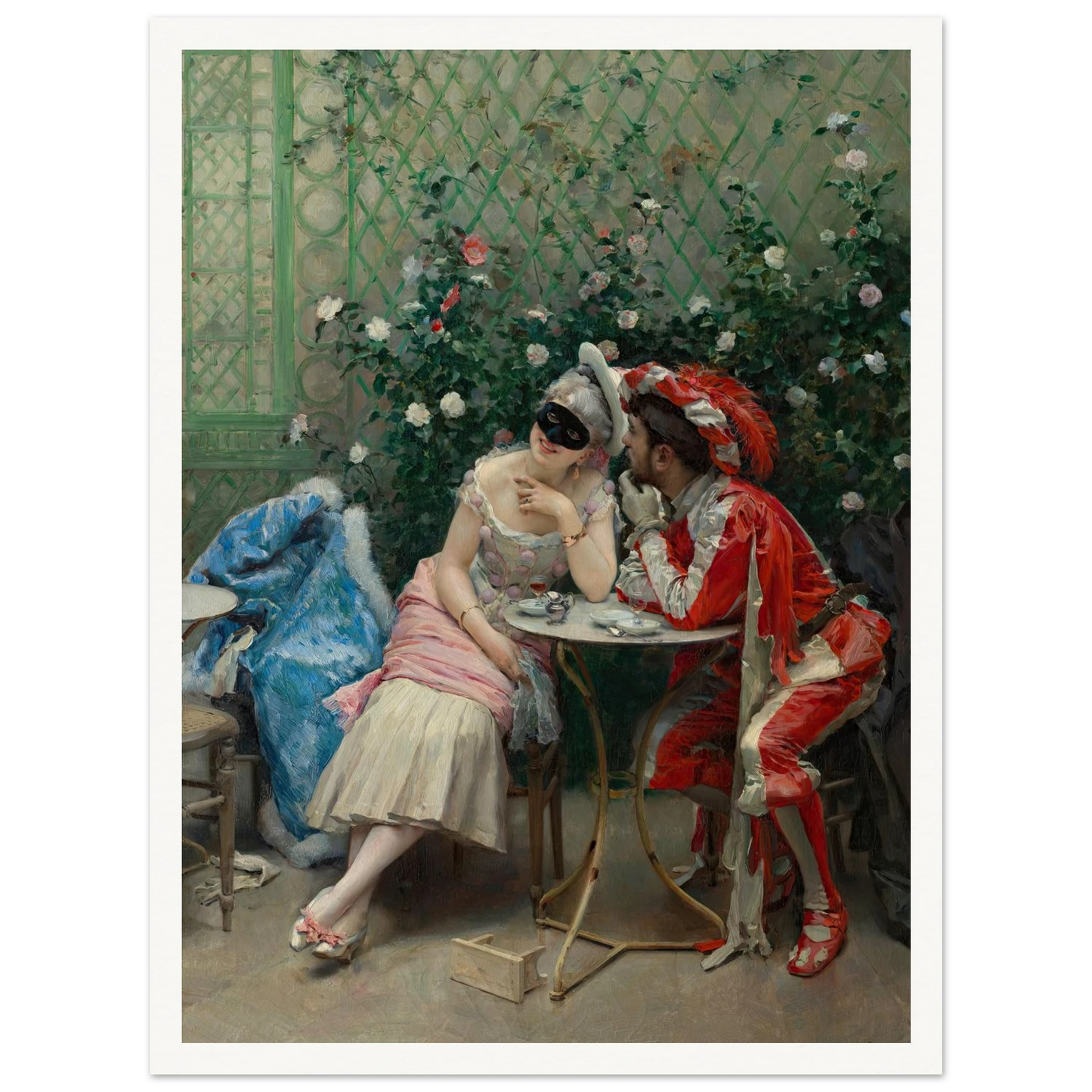 Masqueraders (1875–78) Art Print | Raimundo de Madrazo y Garreta - Framed Poster - 30x40 cm / 12x16″ - Black frame