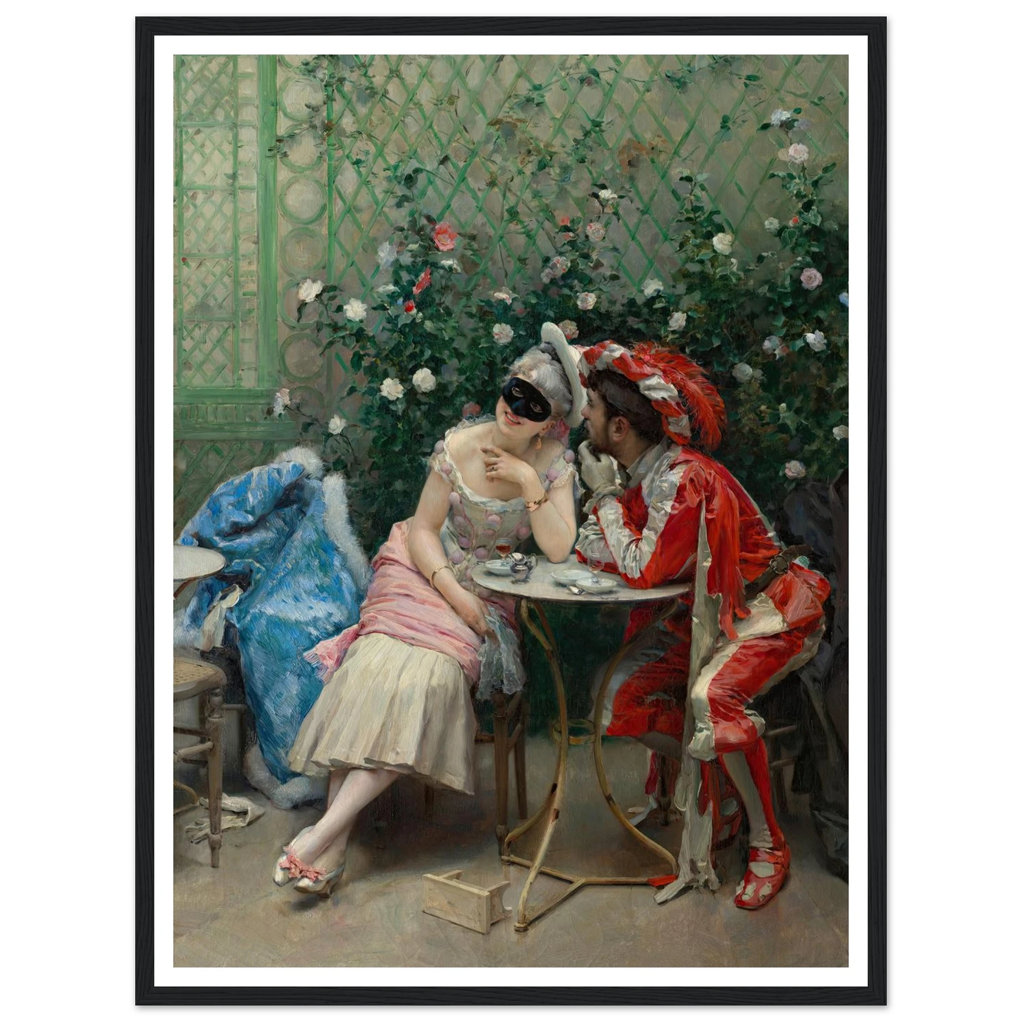 Masqueraders (1875–78) Art Print | Raimundo de Madrazo y Garreta - Framed Poster - 30x40 cm / 12x16″ - Black frame