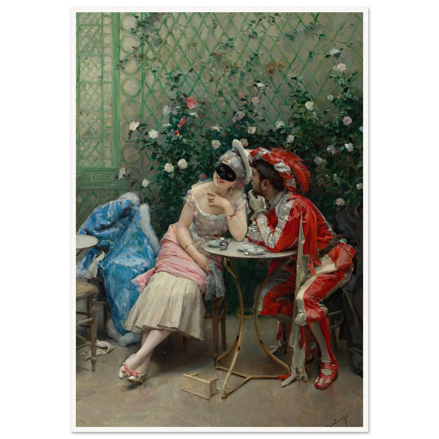 Masqueraders (1875–78) Art Print | Raimundo de Madrazo y Garreta - Framed Poster - 30x40 cm / 12x16″ - Black frame