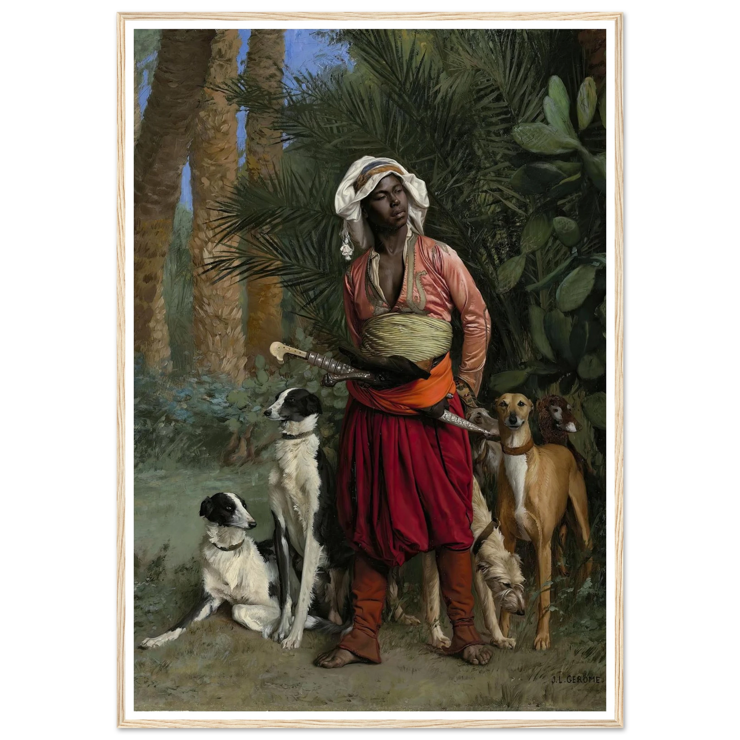 Master of the Hounds (1871) Art Print | Jean Leon Gerome - Framed Poster - 30x40 cm / 12x16″ - Black frame