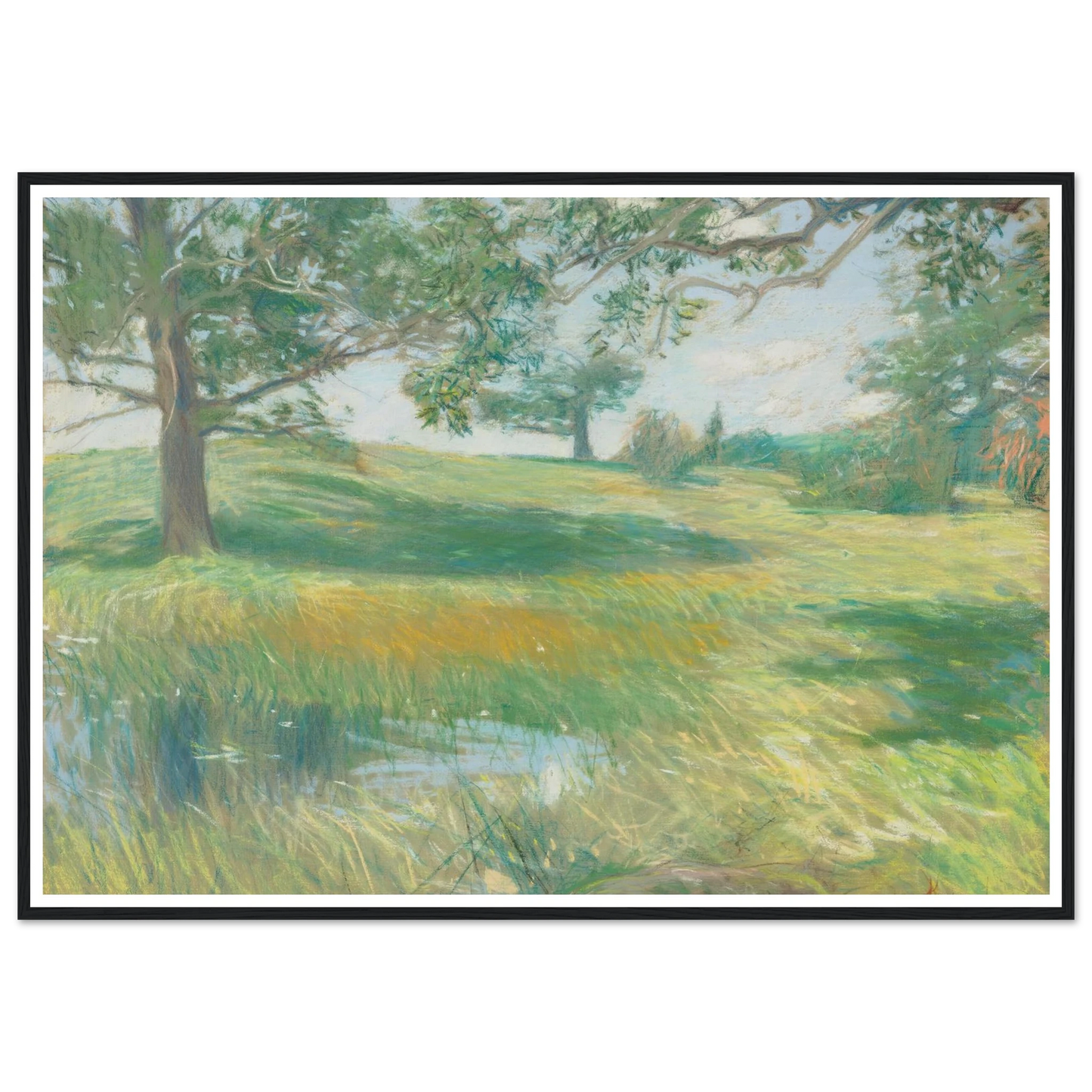 Meadows (circa 1891) Art Print | Childe Hassam - Framed Poster - 30x40 cm / 12x16″ - Black frame
