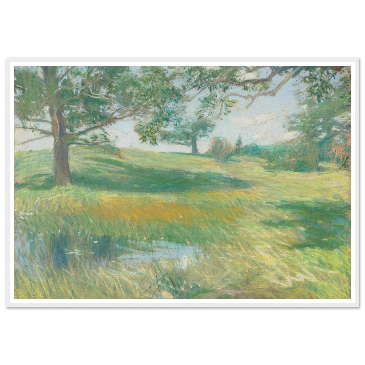 Meadows (circa 1891) Art Print | Childe Hassam - Framed Poster - 30x40 cm / 12x16″ - Black frame