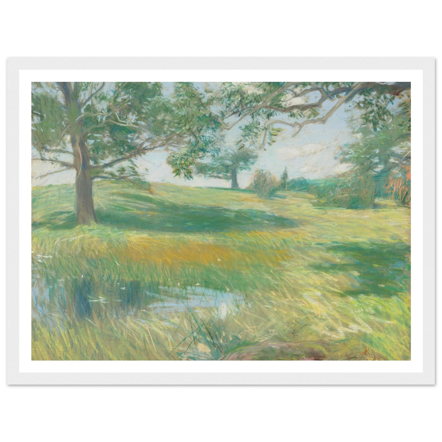 Meadows (circa 1891) Art Print | Childe Hassam - Framed Poster - 30x40 cm / 12x16″ - Black frame