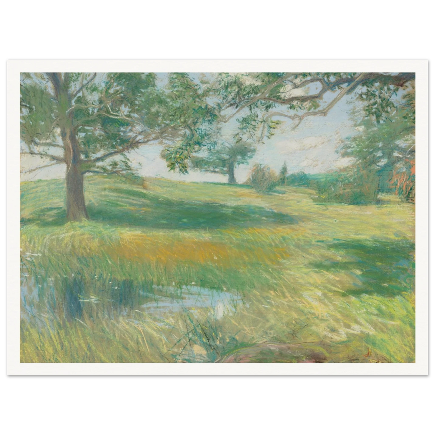 Meadows (circa 1891) Art Print | Childe Hassam - Framed Poster - 30x40 cm / 12x16″ - Black frame