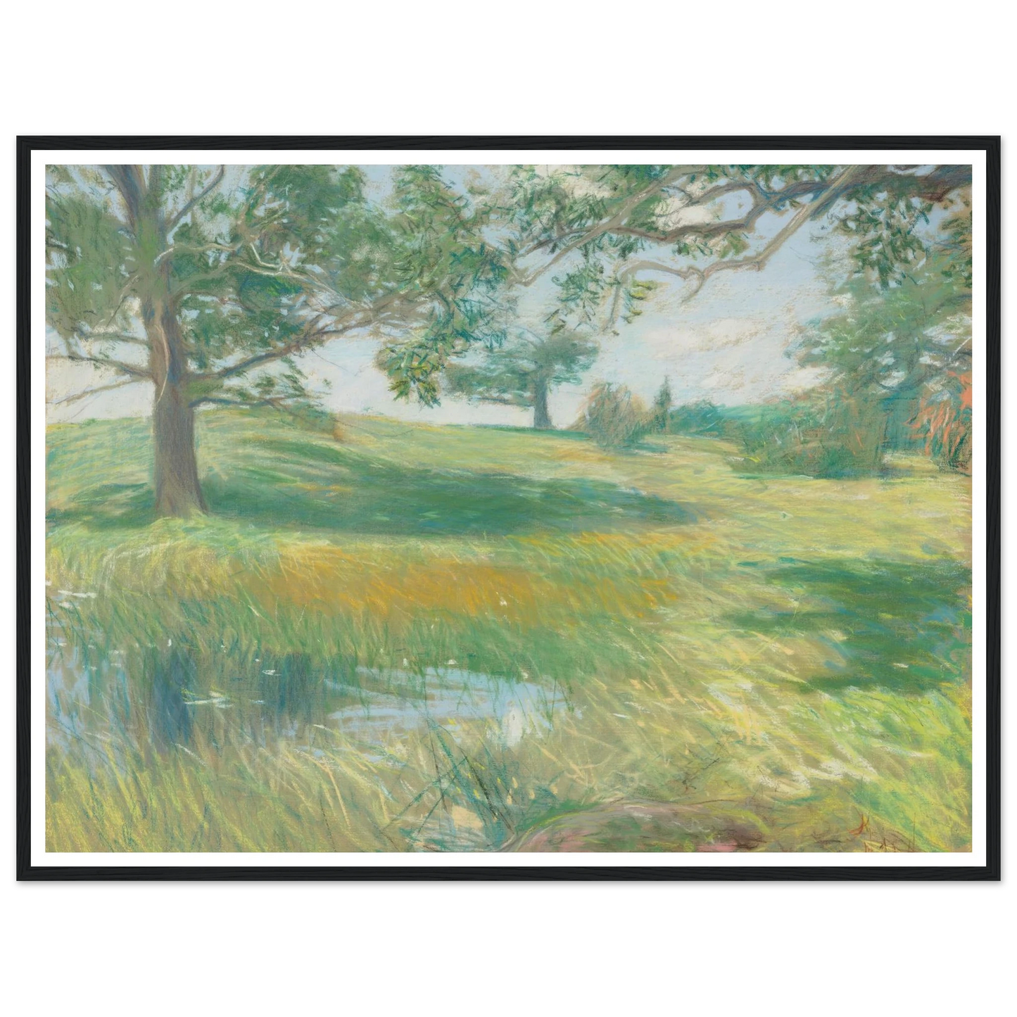 Meadows (circa 1891) Art Print | Childe Hassam - Framed Poster - 30x40 cm / 12x16″ - Black frame