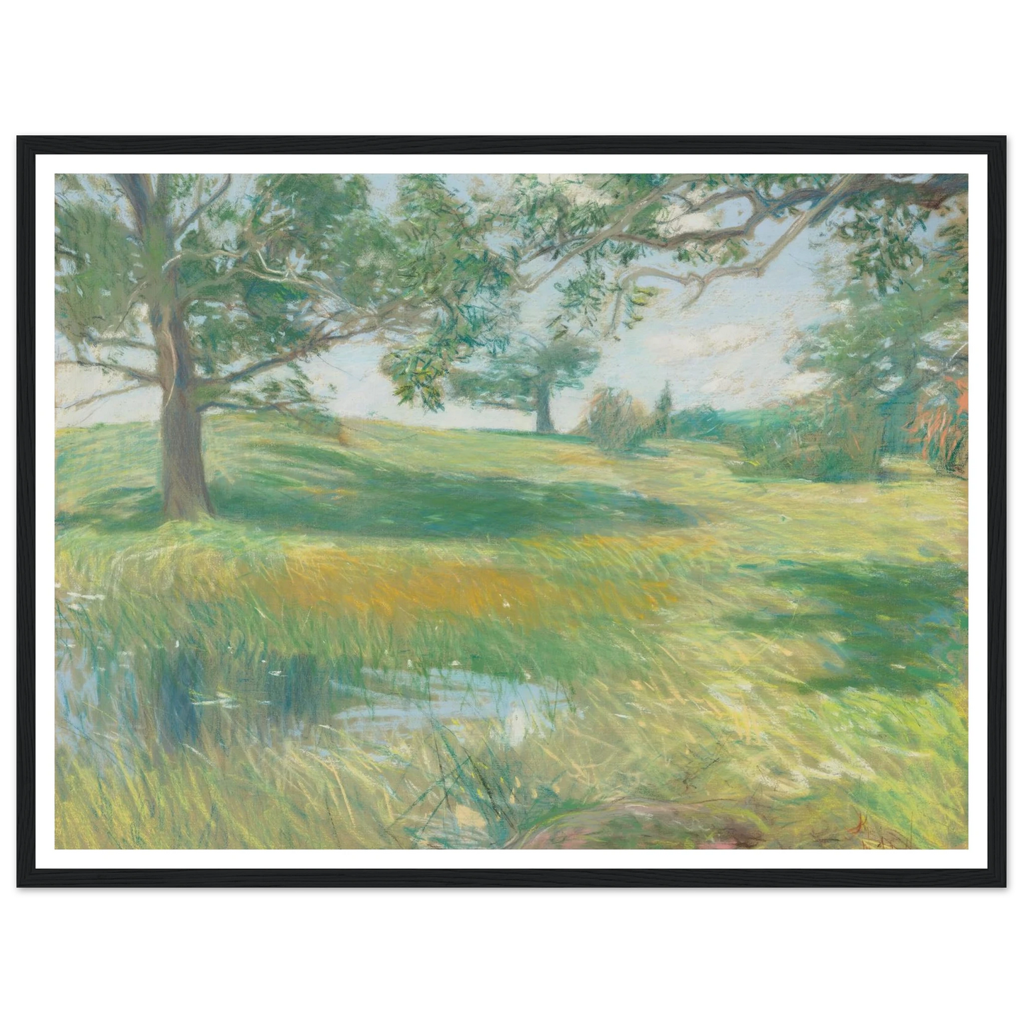 Meadows (circa 1891) Art Print | Childe Hassam - Framed Poster - 30x40 cm / 12x16″ - Black frame