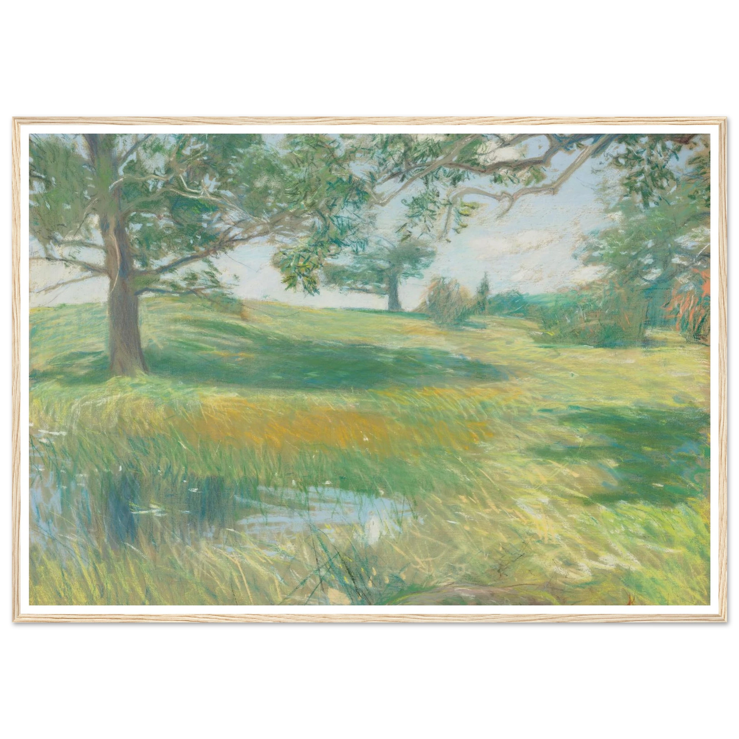 Meadows (circa 1891) Art Print | Childe Hassam - Framed Poster - 30x40 cm / 12x16″ - Black frame