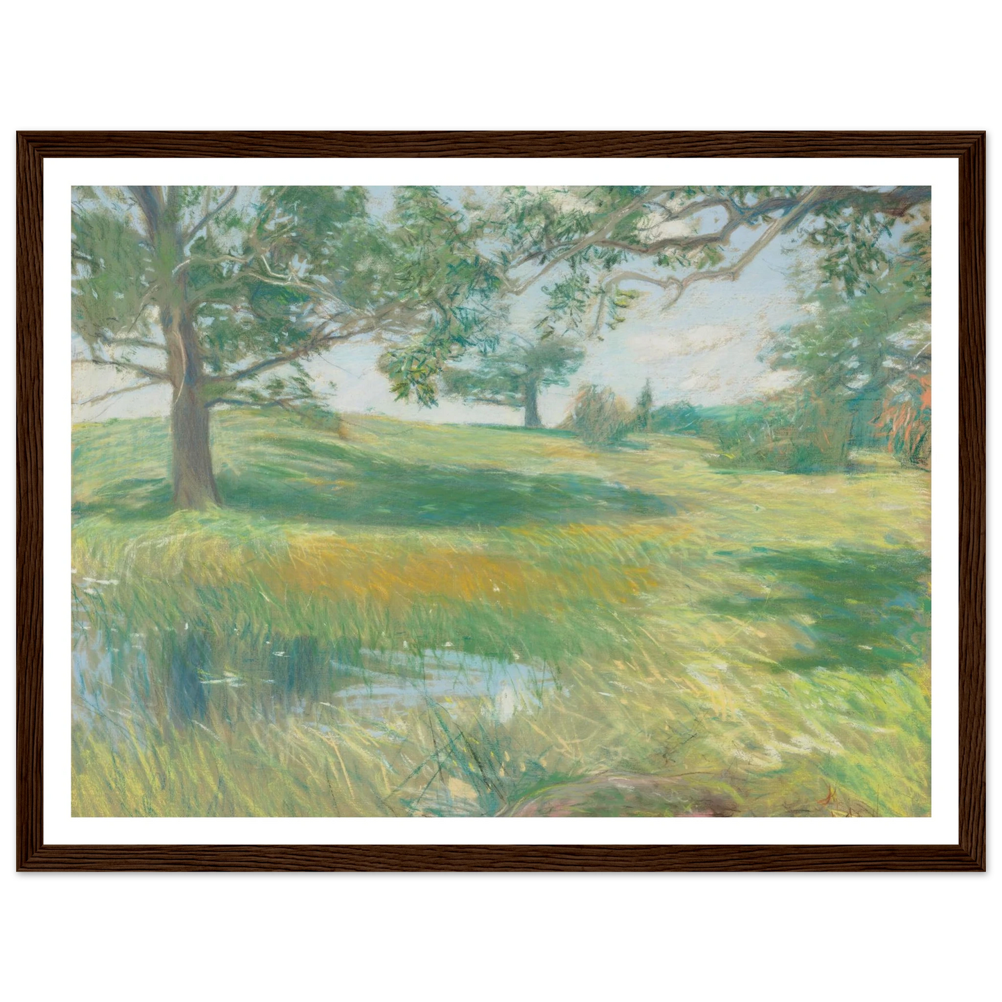 Meadows (circa 1891) Art Print | Childe Hassam - Framed Poster - 30x40 cm / 12x16″ - Black frame