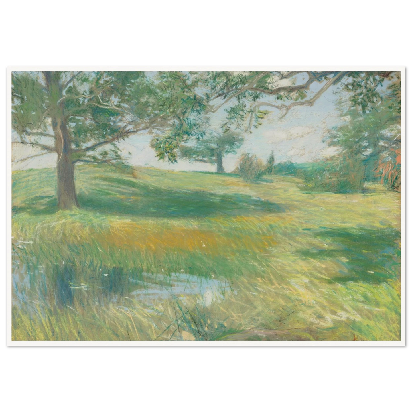 Meadows (circa 1891) Art Print | Childe Hassam - Framed Poster - 30x40 cm / 12x16″ - Black frame