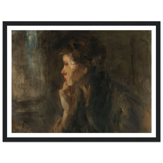 ‘Meditation’ (1896) Art Print | Jozef Israels - Framed Poster - 30x40 cm / 12x16″ - Black frame