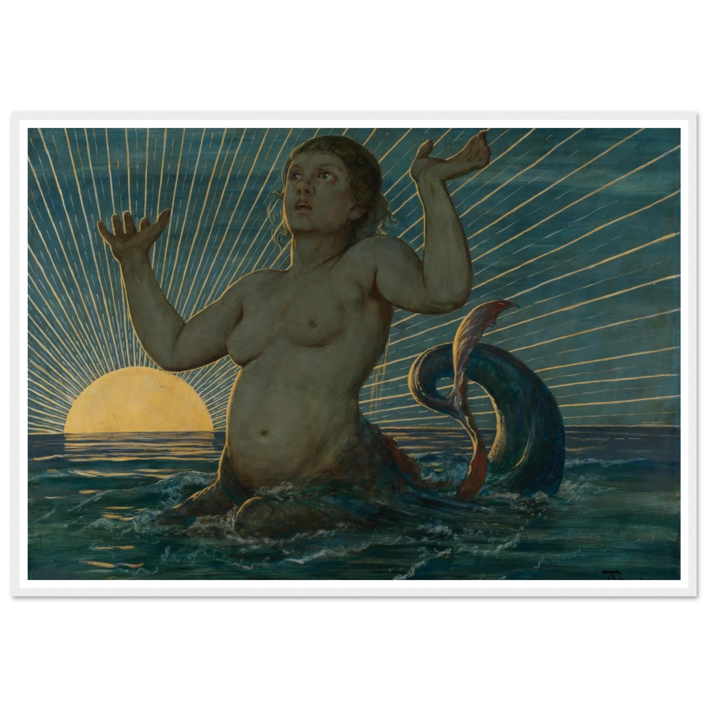 Meereserwachen (1893) Art Print | Hans Thoma - Framed Poster - 30x40 cm / 12x16″ - Black frame