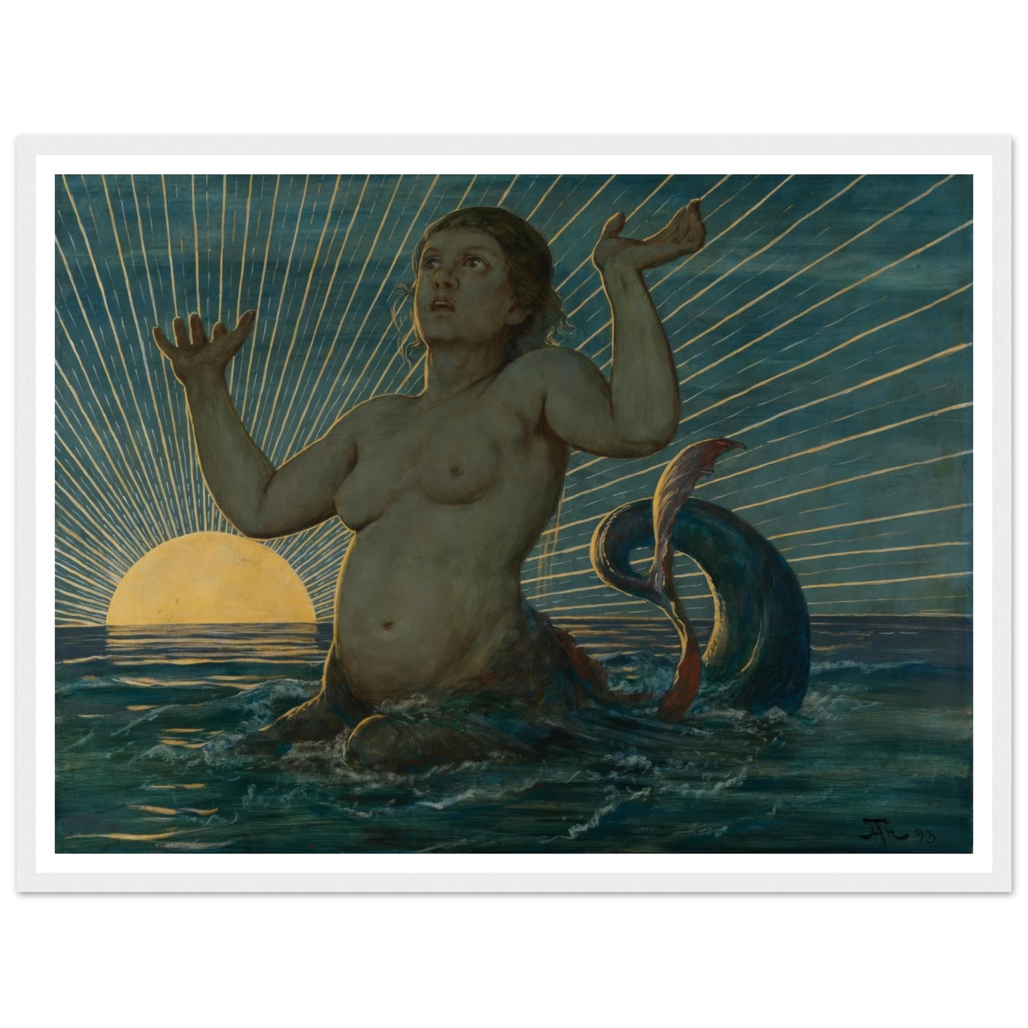 Meereserwachen (1893) Art Print | Hans Thoma - Framed Poster - 30x40 cm / 12x16″ - Black frame