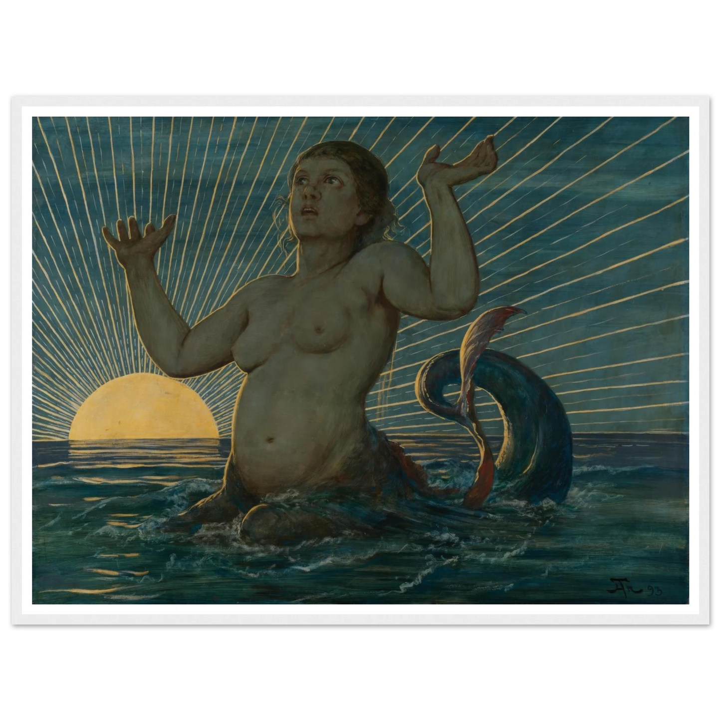 Meereserwachen (1893) Art Print | Hans Thoma - Framed Poster - 30x40 cm / 12x16″ - Black frame