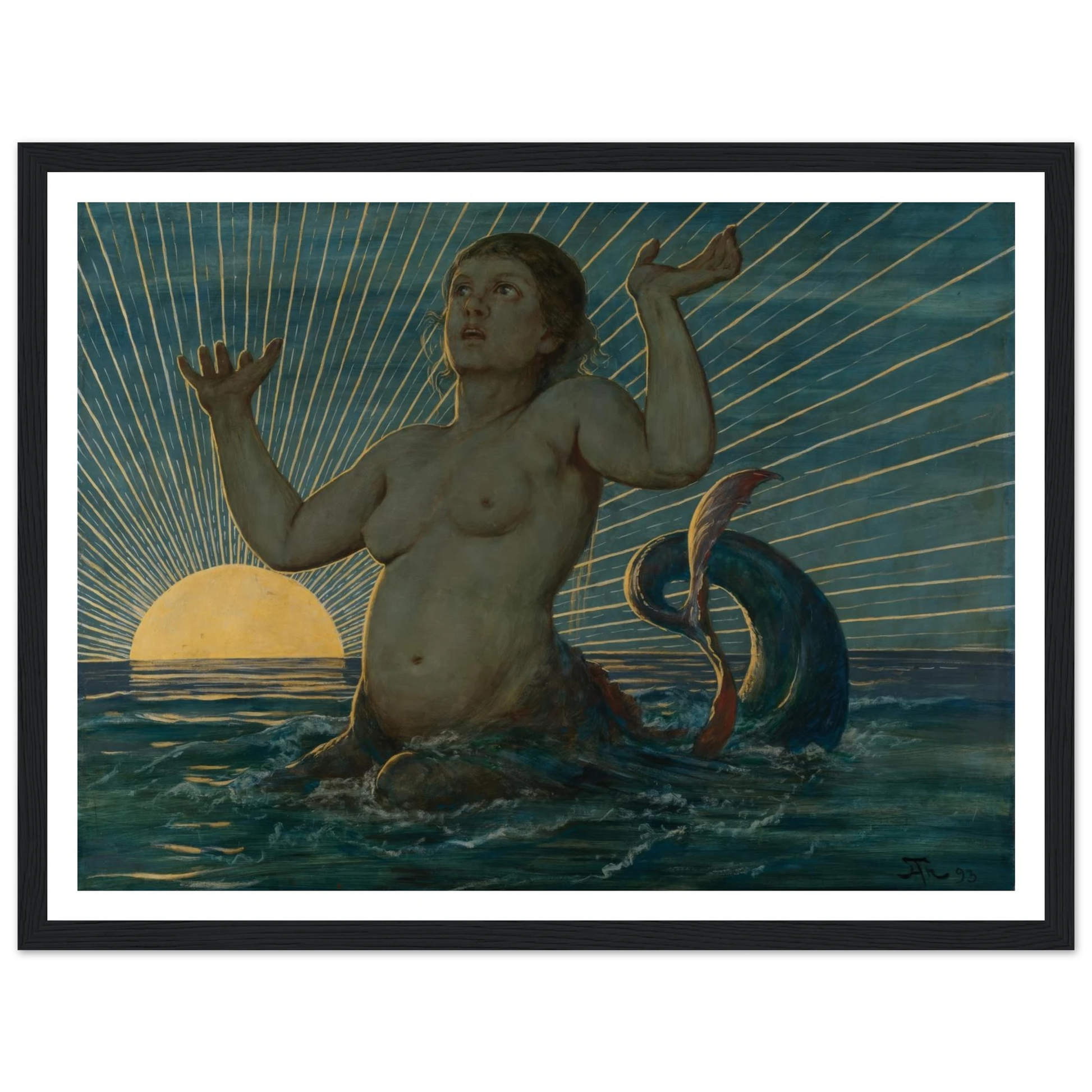 Meereserwachen (1893) Art Print | Hans Thoma - Framed Poster - 30x40 cm / 12x16″ - Black frame