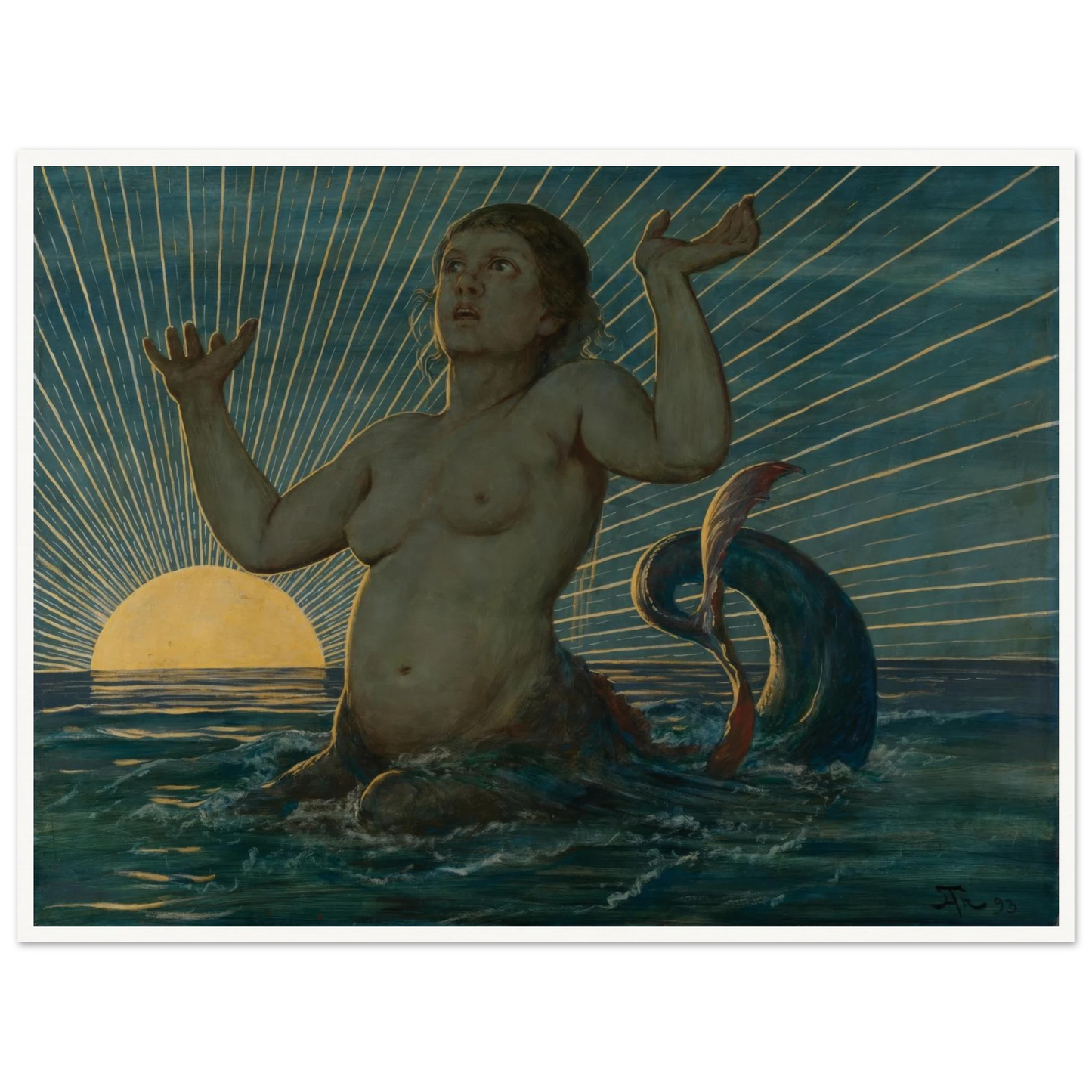 Meereserwachen (1893) Art Print | Hans Thoma - Framed Poster - 30x40 cm / 12x16″ - Black frame