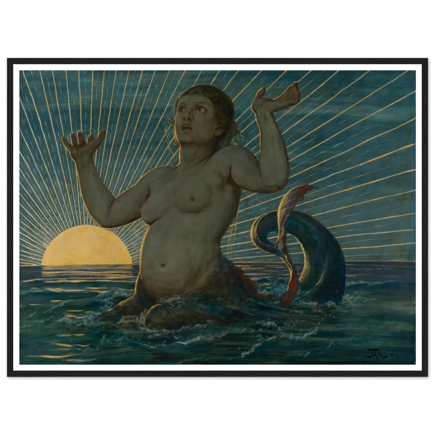 Meereserwachen (1893) Art Print | Hans Thoma - Framed Poster - 30x40 cm / 12x16″ - Black frame