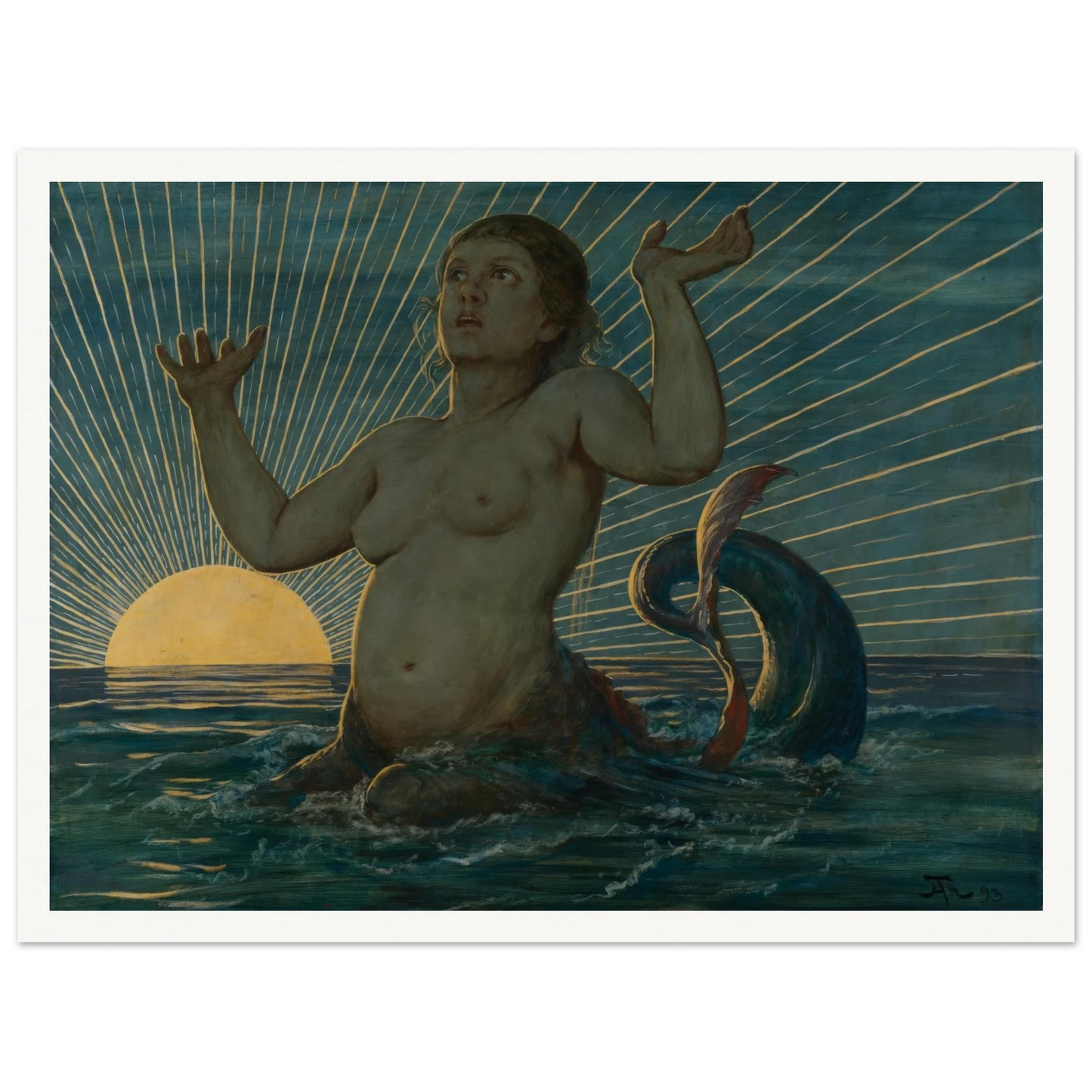 Meereserwachen (1893) Art Print | Hans Thoma - Framed Poster - 30x40 cm / 12x16″ - Black frame