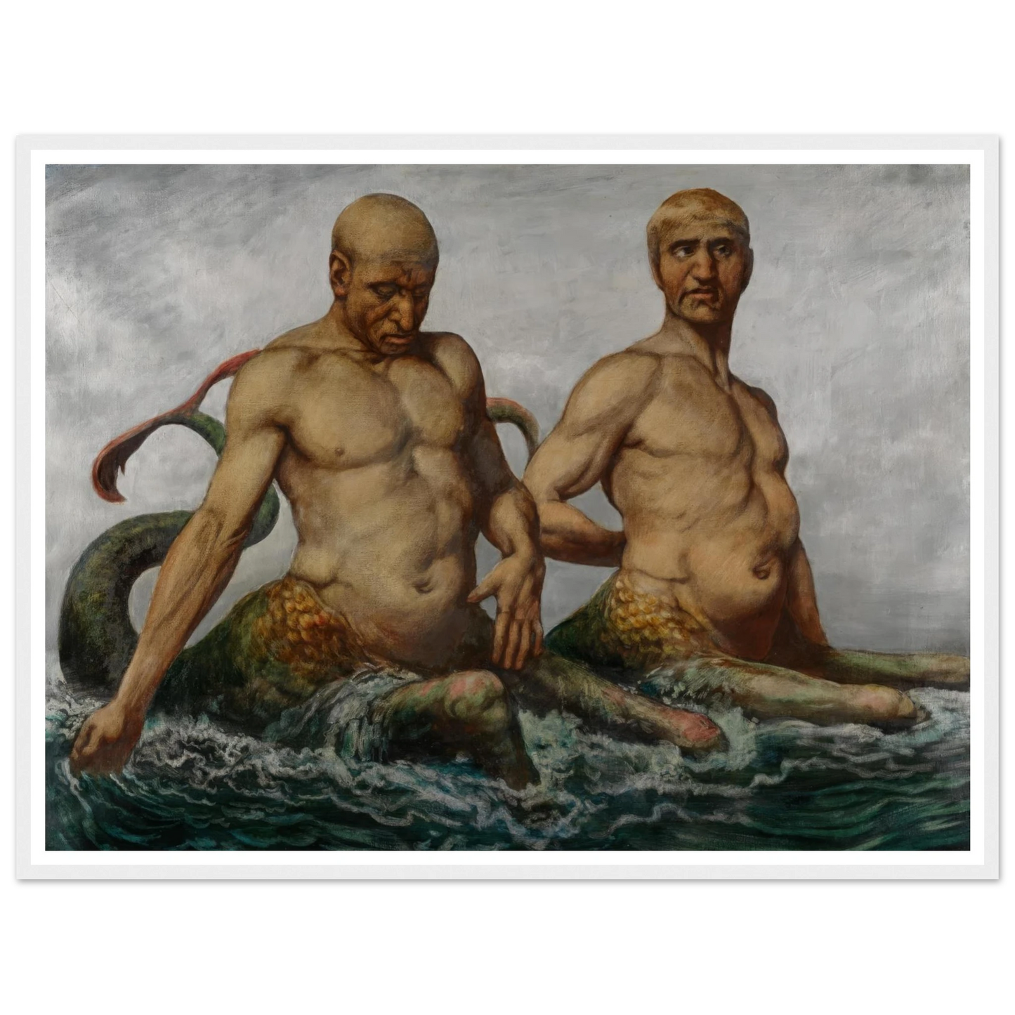 Meermänner (1900) Art Print | Hans Thoma - Framed Poster - 30x40 cm / 12x16″ - Black frame