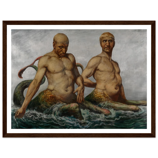 Meermänner (1900) Art Print | Hans Thoma - Framed Poster - 30x40 cm / 12x16″ - Black frame