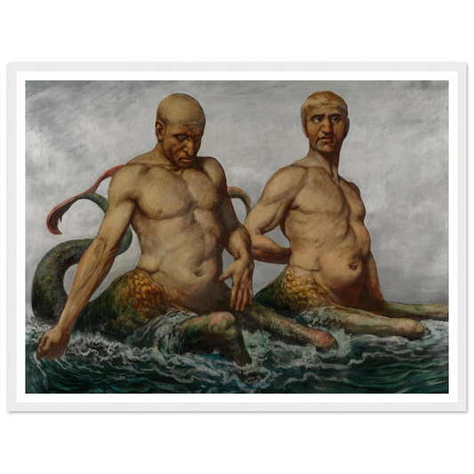 Meermänner (1900) Art Print | Hans Thoma - Framed Poster - 30x40 cm / 12x16″ - Black frame
