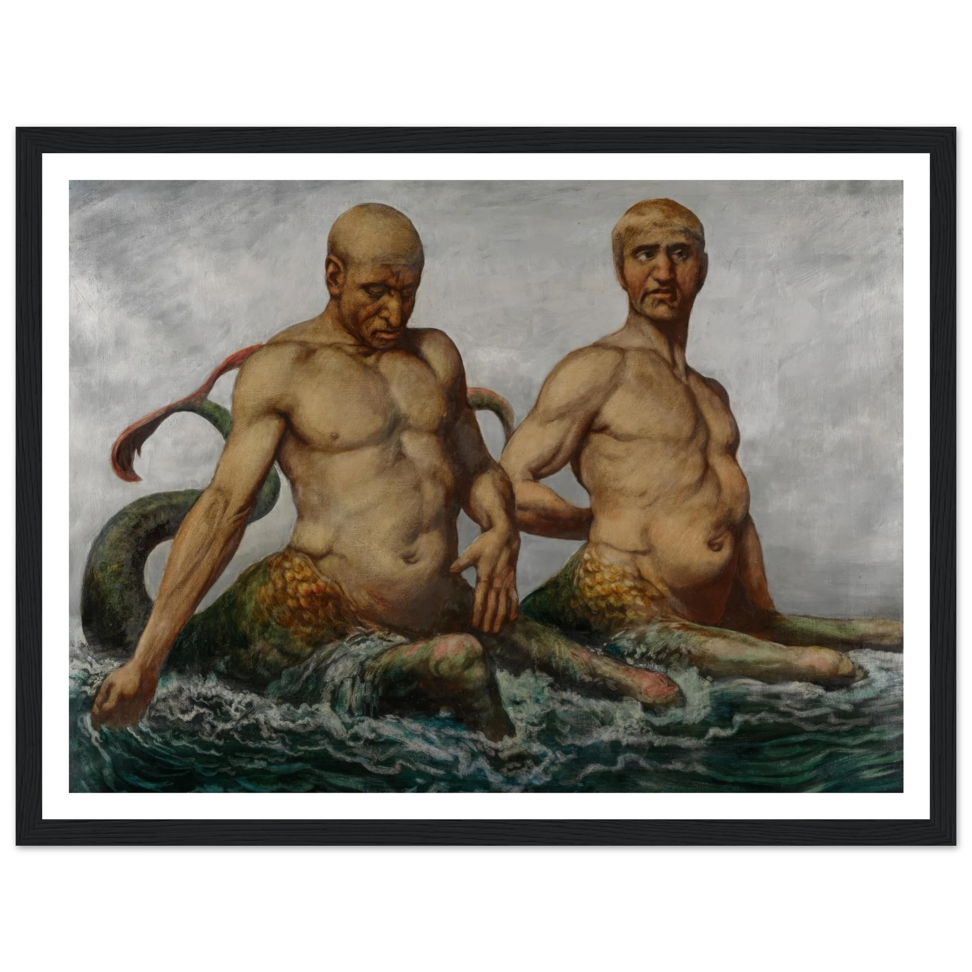 Meermänner (1900) Art Print | Hans Thoma - Framed Poster - 30x40 cm / 12x16″ - Black frame