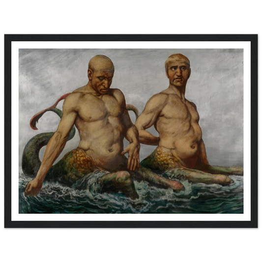 Meermänner (1900) Art Print | Hans Thoma - Framed Poster - 30x40 cm / 12x16″ - Black frame