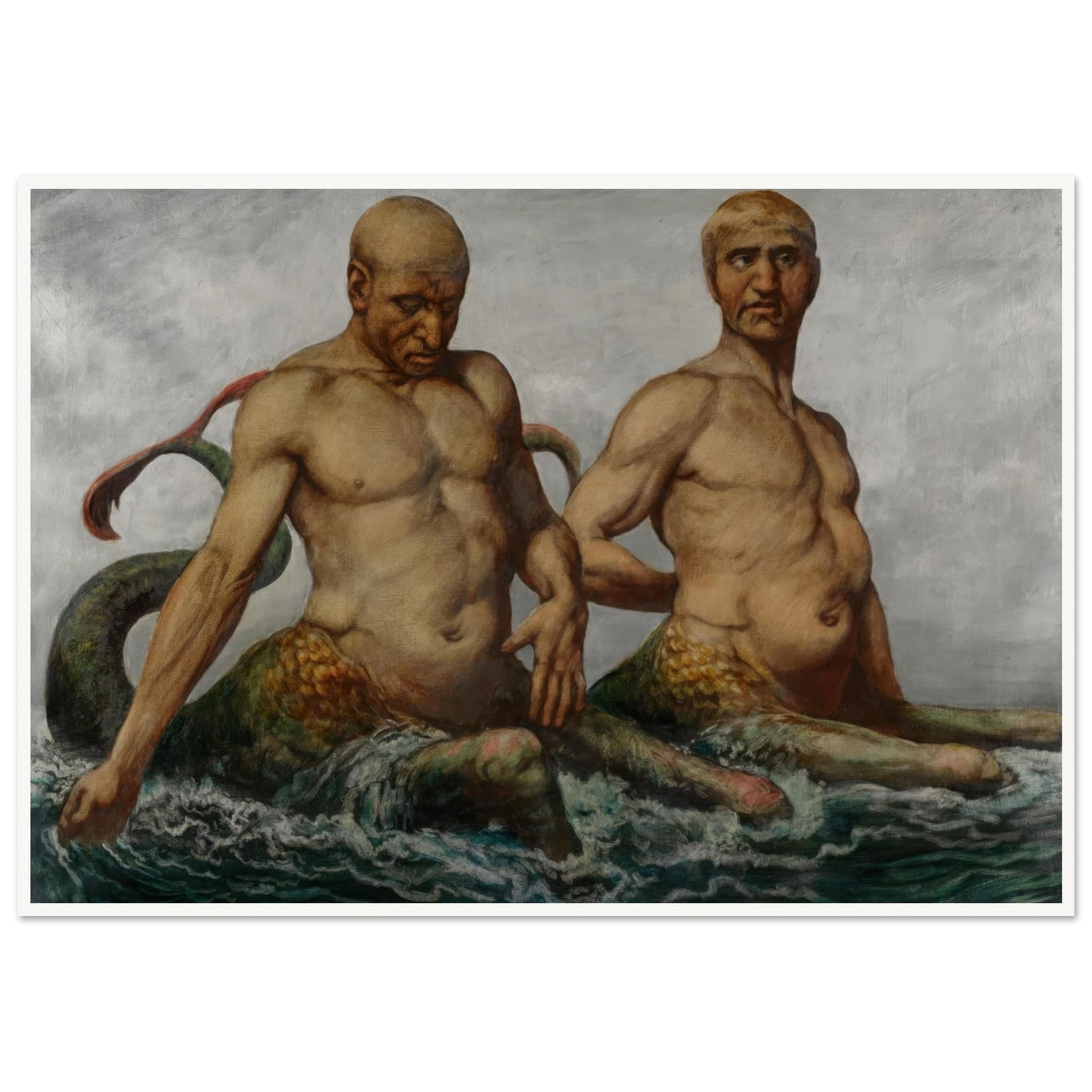 Meermänner (1900) Art Print | Hans Thoma - Framed Poster - 30x40 cm / 12x16″ - Black frame