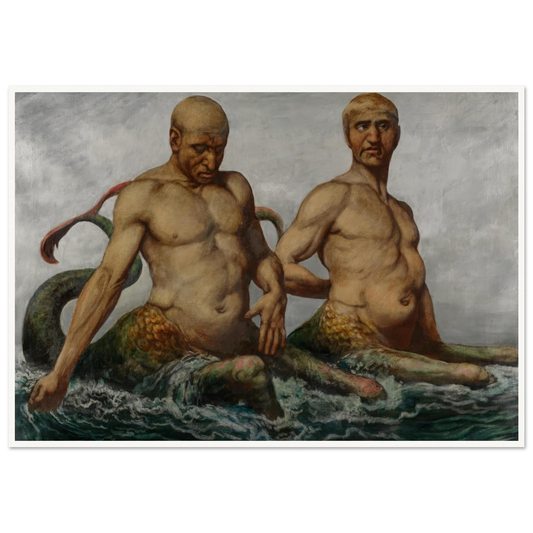 Meermänner (1900) Art Print | Hans Thoma - Framed Poster - 30x40 cm / 12x16″ - Black frame