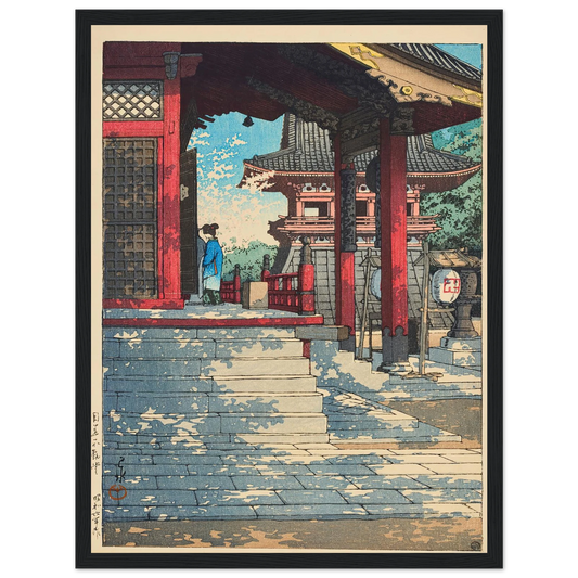 Meguro Fudodo (Fudo Hall in Meguro) (1931) Art Print | Kawase Hasui - Framed Poster - 30x40 cm / 12x16″ - Black frame