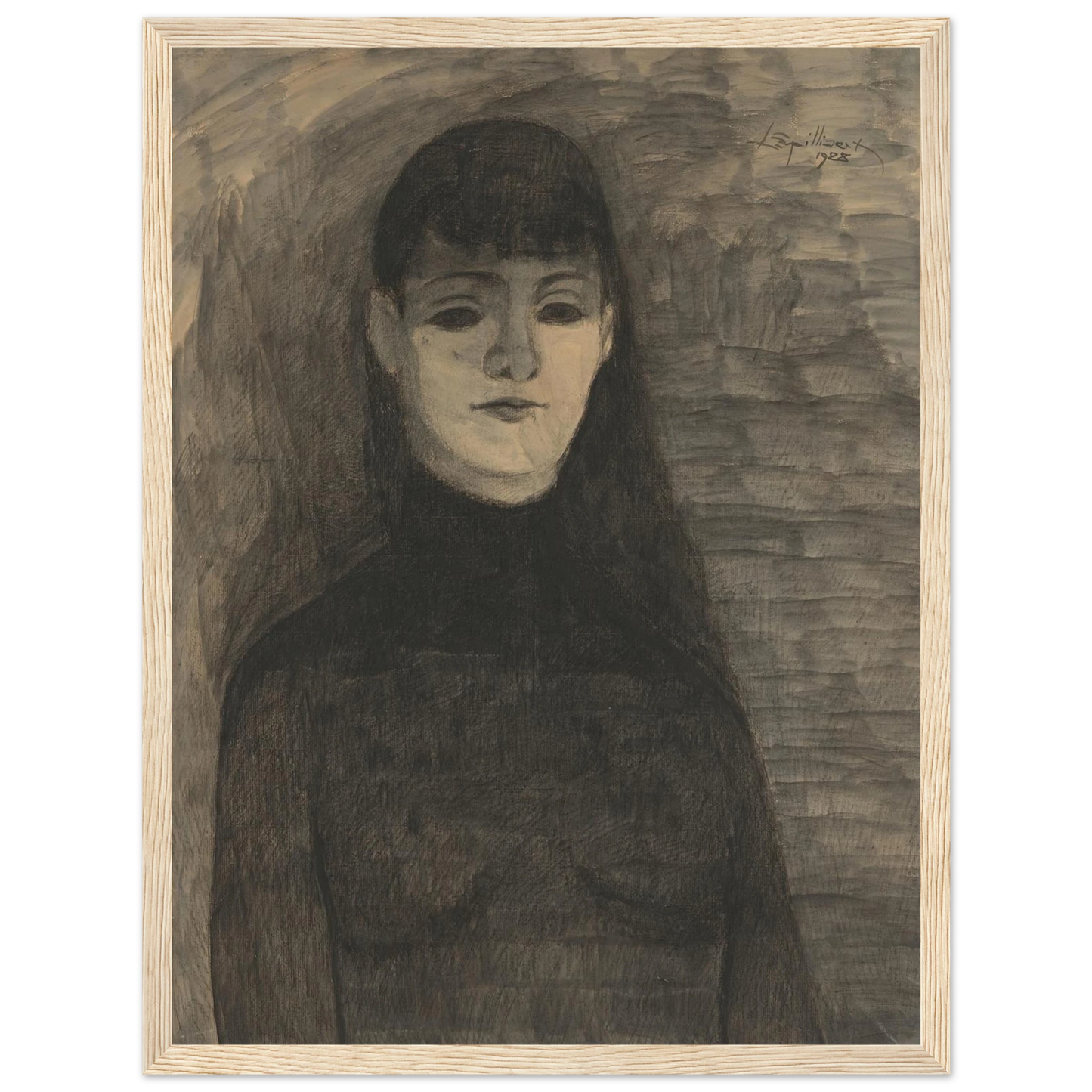 Melancholie (1928) Art Print | Leon Spilliaert - Framed Poster - 30x40 cm / 12x16″ - Black frame