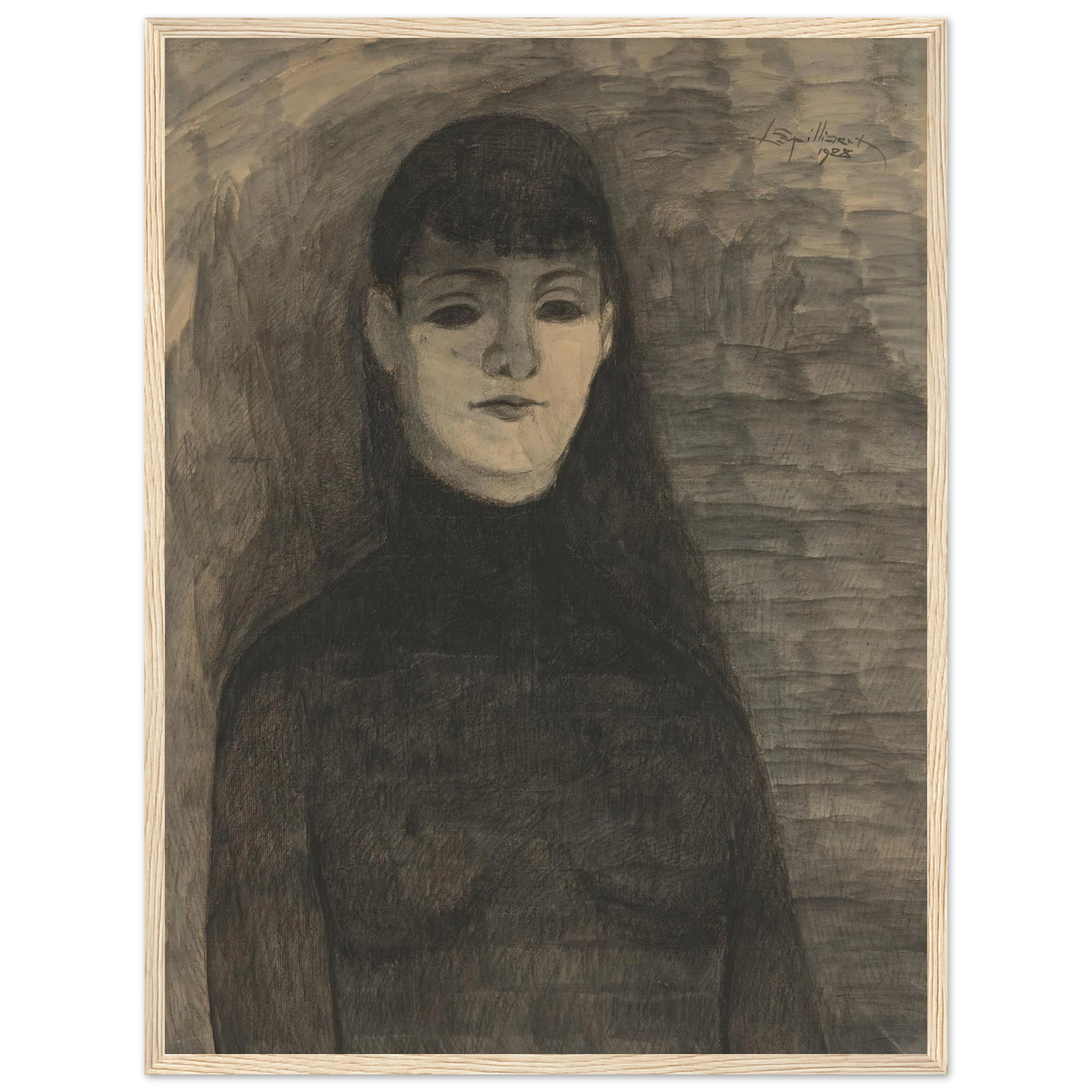 Melancholie (1928) Art Print | Leon Spilliaert - Framed Poster - 30x40 cm / 12x16″ - Black frame