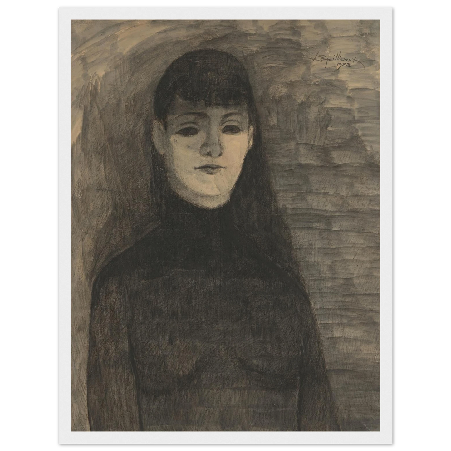 Melancholie (1928) Art Print | Leon Spilliaert - Framed Poster - 30x40 cm / 12x16″ - Black frame