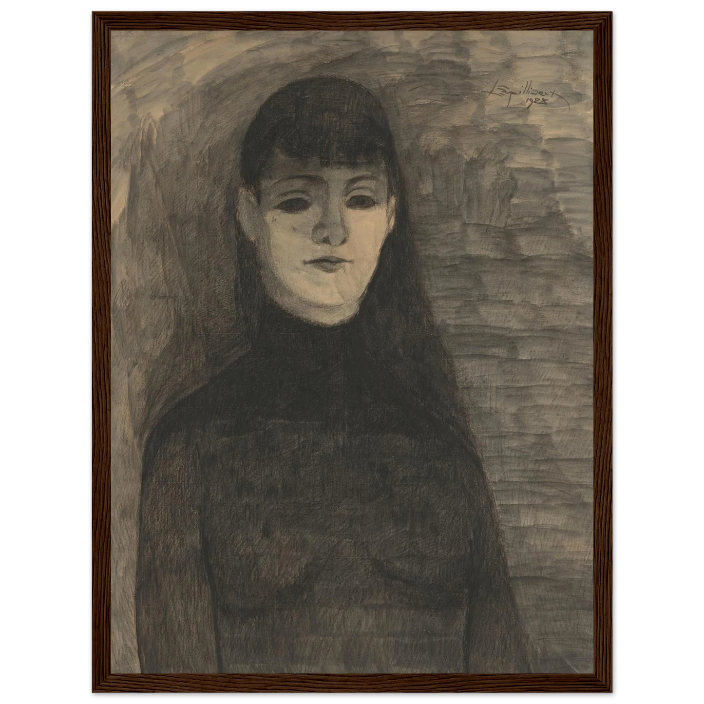 Melancholie (1928) Art Print | Leon Spilliaert - Framed Poster - 30x40 cm / 12x16″ - Black frame