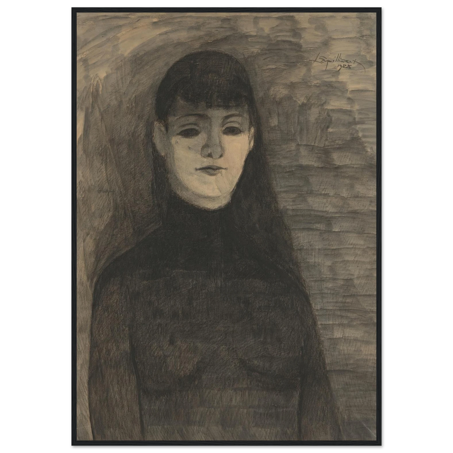 Melancholie (1928) Art Print | Leon Spilliaert - Framed Poster - 30x40 cm / 12x16″ - Black frame