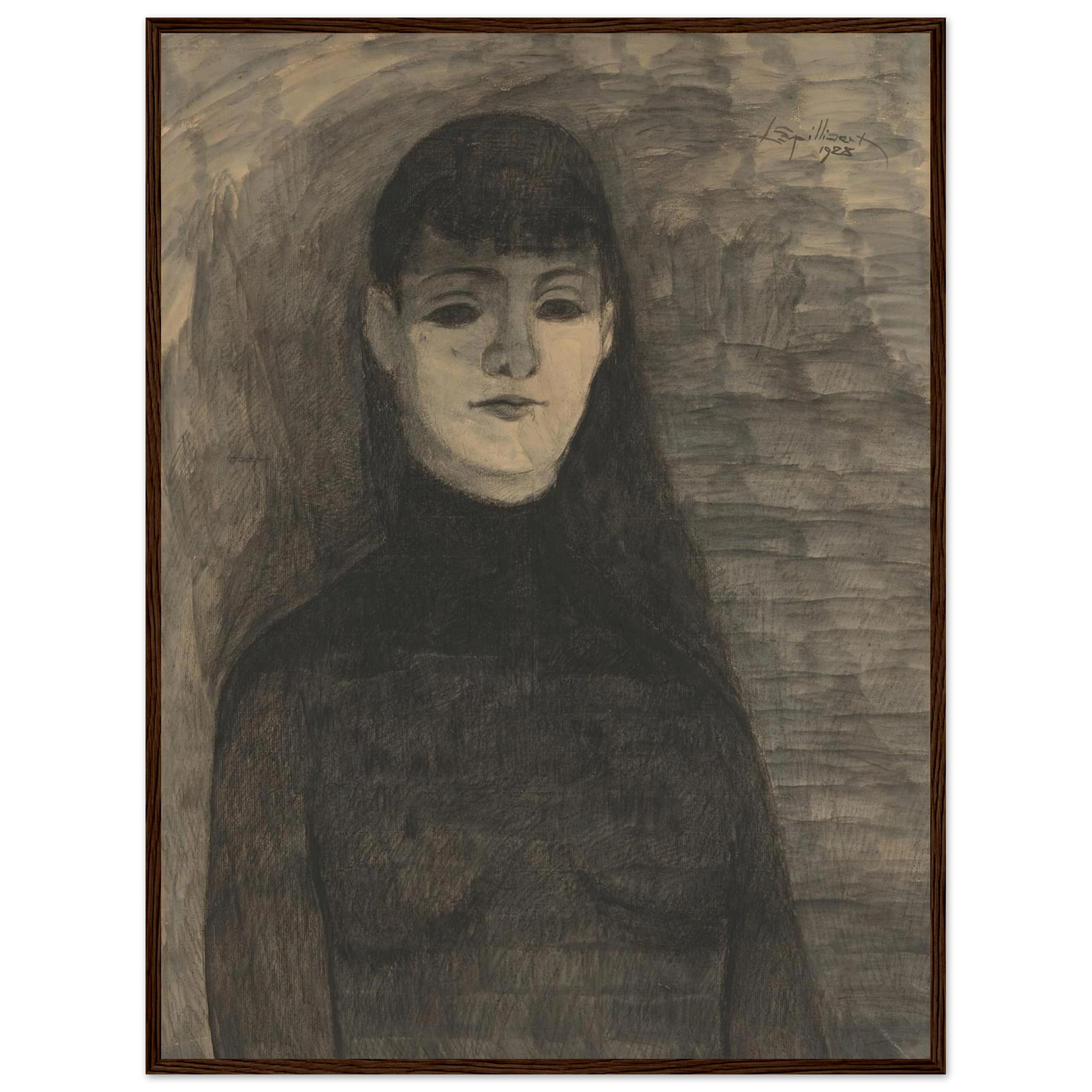 Melancholie (1928) Art Print | Leon Spilliaert - Framed Poster - 30x40 cm / 12x16″ - Black frame