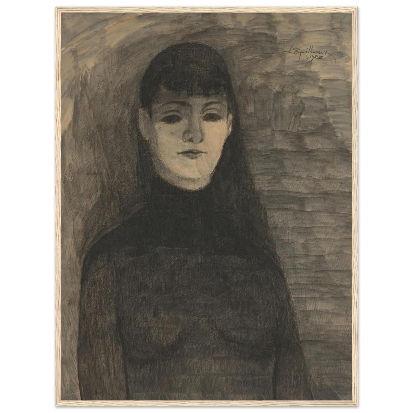 Melancholie (1928) Art Print | Leon Spilliaert - Framed Poster - 30x40 cm / 12x16″ - Black frame