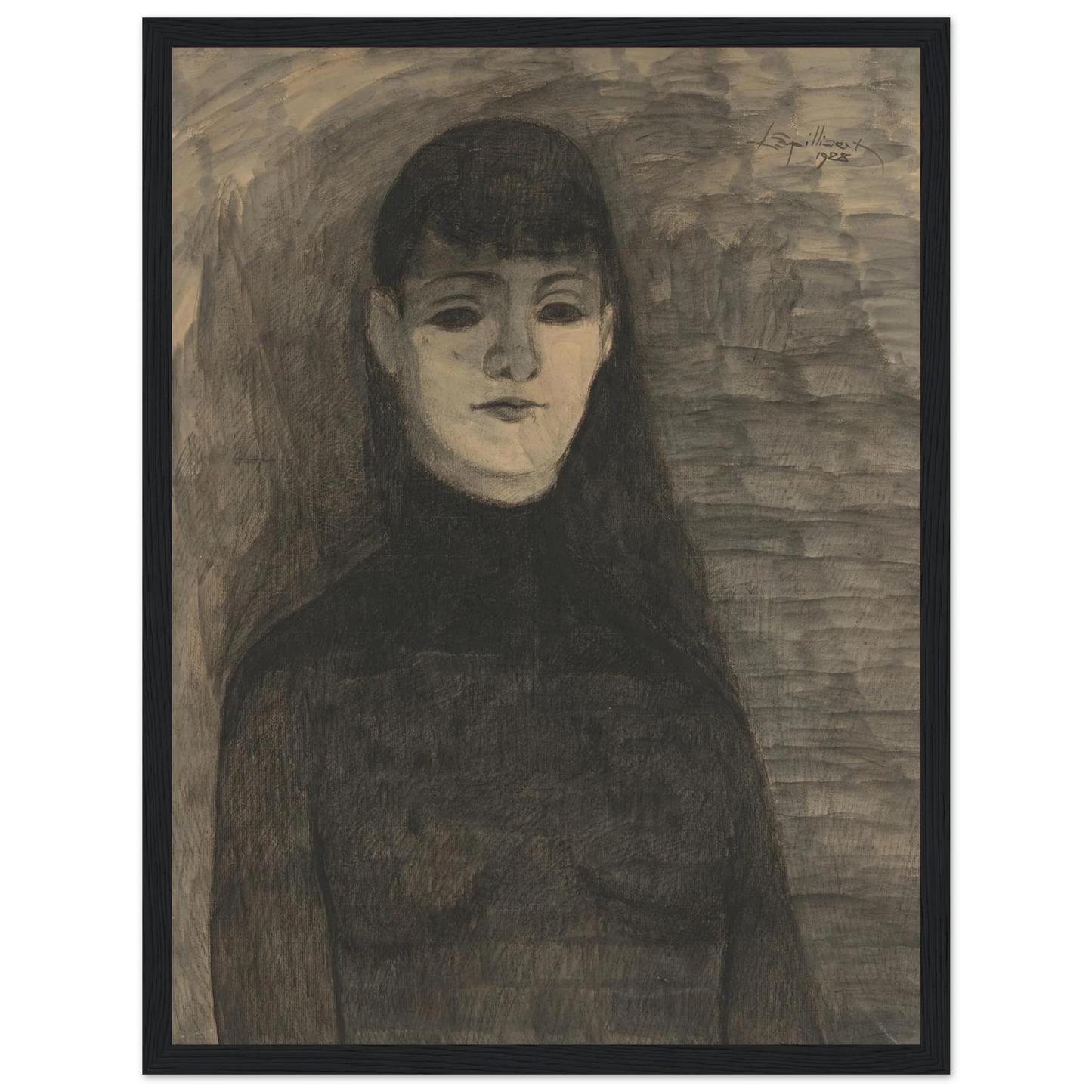 Melancholie (1928) Art Print | Leon Spilliaert - Framed Poster - 30x40 cm / 12x16″ - Black frame